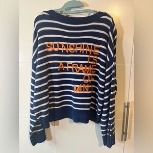 NWT Kerri Rosenthal Sunshine Is a Frame of Mind Sweater Navy and White Stripe